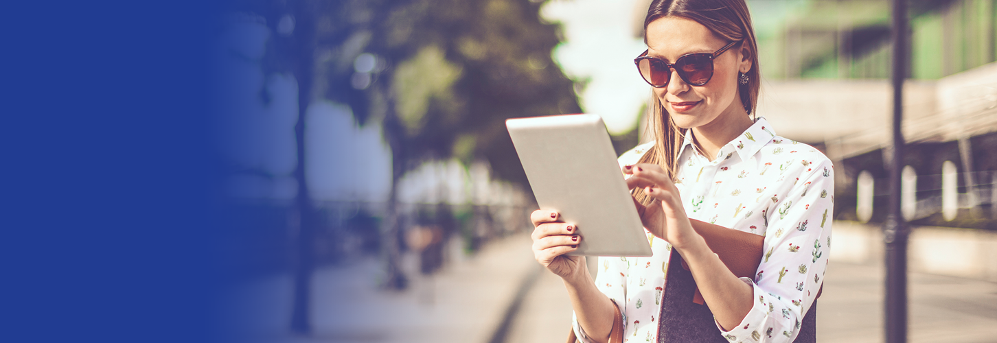 Woman Banking on a Tablet